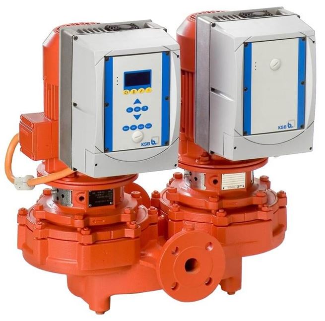 KSB ETALINE Z PumpDrive 2 single-stage volute casing pump in in-line design as twin pump with standard three-phase motor
