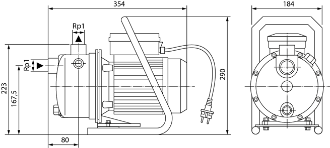 WILO WJ 203 EM 0,75kW (1~230 V) - rukojeť,samonasávací čerpadlo